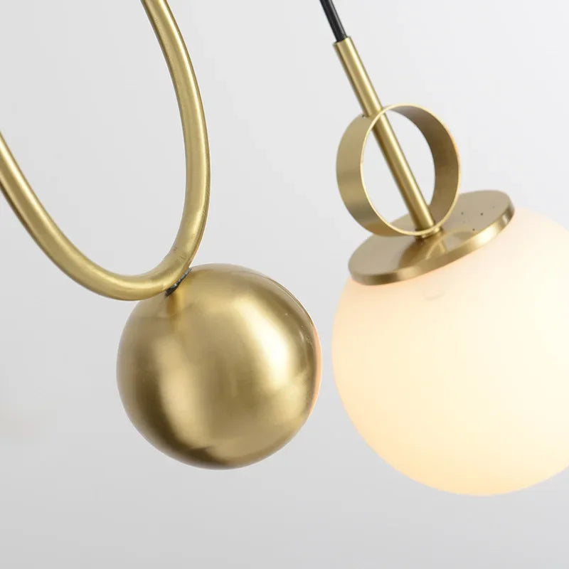 Axyaa Glass Ball Pulley Pendant Light Fixture for Indoor Living Room and Bedroom