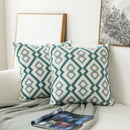Axyaa Grey Blue/White Geometric Floral Embroidered Cushion Cover 45x45cm