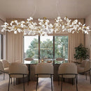Axyaa Modern Brass Ginkgo Leaf Branch Chandelier for Dining Room & Living Space