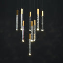 Axyaa Modern Luxury Pendant Lamp, K9 Crystal Gold Chandelier for Loft and Duplex Staircase