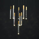 Axyaa Gold Crystal Loft Chandelier for Modern Staircase and Living Room.