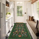 Nordic Floral Print Runner Rug by Axyaa - Stylish & Machine Washable Bedside Mat