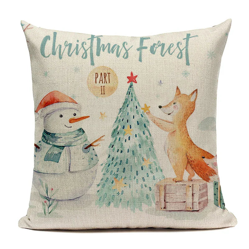 Axyaa Christmas Decor Pillow Covers 18x18 Linen for Sofa Living Room Home Decor