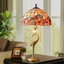 Axyaa Tiffany Brass Desk Lamp LED Shells Decor Retro Table Light for Home