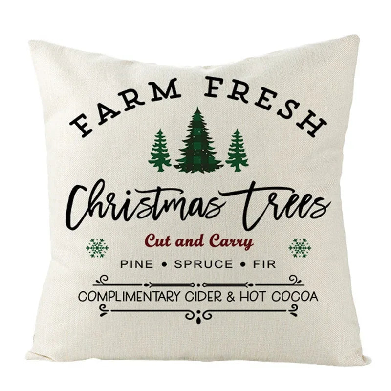 Axyaa Christmas Linen Square Pillow Case 45X45CM