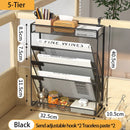 Axyaa 5-Tier Mesh Desk File Organizer: Vertical Document Holder Rack and Wall Mount Stand