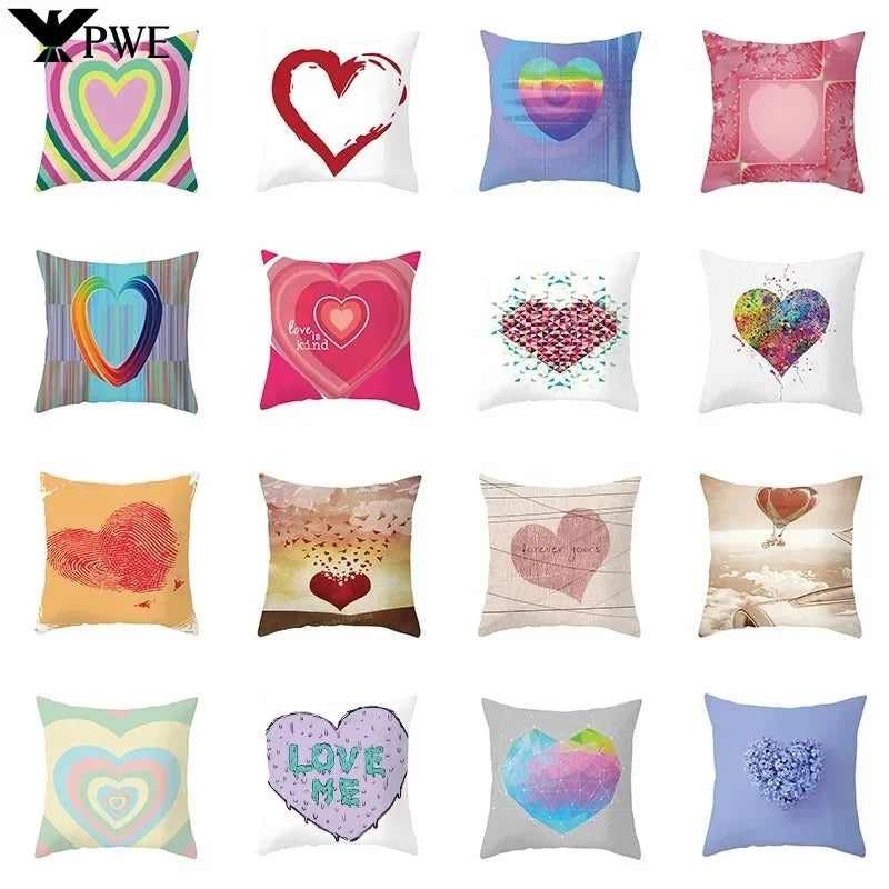 Axyaa Simple Love Print Couple Pillowcase for Sofa and Office Décor