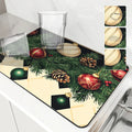 Axyaa Christmas Fir Snow Kitchen Drying Mat