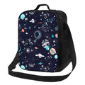 Axyaa Space Planet Insulated Lunch Box Galaxy Cooler Tote Large Lunch Bag with Shoulder Strap