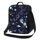 Axyaa Space Planet Insulated Lunch Box Galaxy Cooler Tote Large Lunch Bag with Shoulder Strap
