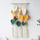 Axyaa Macrame Leaf Tapestry Wall Hanging with Tassels & Bohemian Nordic Aesthetic