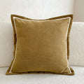 Axyaa Cozy Ribbed Linen Pillow Cover with Embroidered Border, 45x45cm