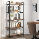 Axyaa Tall Industrial Bookshelf with Open Wood Shelves, Metal Display Storage Shelving