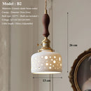 Axyaa Nordic Ceramic Pendant Ceiling Light, Modern Brass Socket Hanging Lamp
