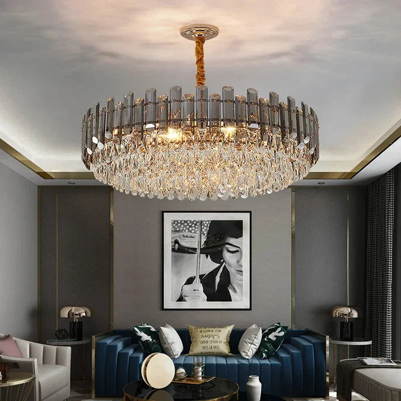 Axyaa Crystal Pendant Chandelier for Luxury Living and Dining Room Lighting