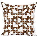Axyaa Abstract Wave Retro Circle Leaf Print Pillow Cover Brown White 45x45