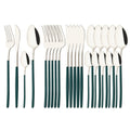 Axyaa 24-Piece Stainless Steel Cutlery Set - Black Mirror Finish