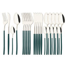 Axyaa 24-Piece Stainless Steel Cutlery Set - Black Mirror Finish