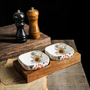 Axyaa Ceramic Fruit Bowl Double Grid Plate Living Room Snacks Refreshments