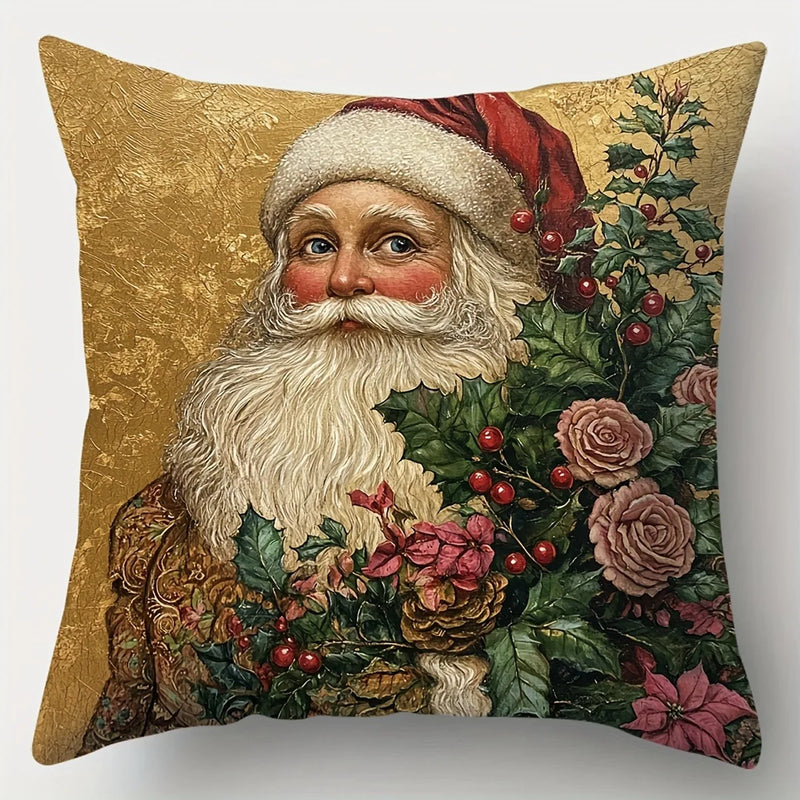 Axyaa Christmas Santa Snowman Pillowcase - Festive Sofa Cushion Cover