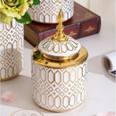 Axyaa White Gold Ceramic Vase General Jar Jewelry Storage Creative Decorations