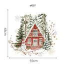 Winter Cabin Forest Window Clings by Axyaa: Double-Sided Xmas Static Decal for Home