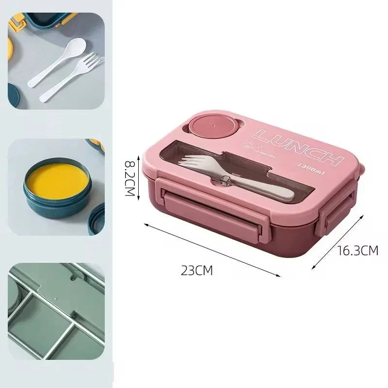 Axyaa 1300ML 4Grids Lunch Box: Tabieware, Microwavabie, Dishwasher Safe Bento Box