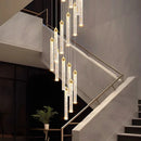 Axyaa Gold Crystal Duplex Chandelier - Rotating, Luxurious Design for Home Staircase