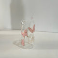 Axyaa Butterfly Glass Cup 500ml with Bamboo Lid and Straw - Cute Tumbler Cup
