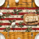 Axyaa Christmas Stripes Table Runner: Indoor Outdoor Dining Decor, Washable Long Cloth