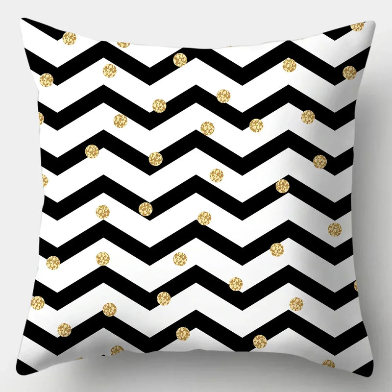 Axyaa Black White Modern Cushion Cover 45x45cm Polyester Decorative Pillow Case