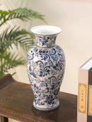 Blue and White Ceramic Vase Decoration by Axyaa - Antique Shelf, Home Living Room Flower Arrangement