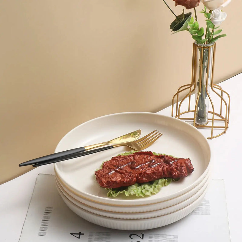 Axyaa Beige Vertical Plastic Plate Set for Home, Camping, and Outdoor Snacking