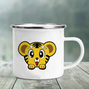Axyaa Elephant Print Enamel Camping Mug - Creative Handle Drinkware Hiking Cup