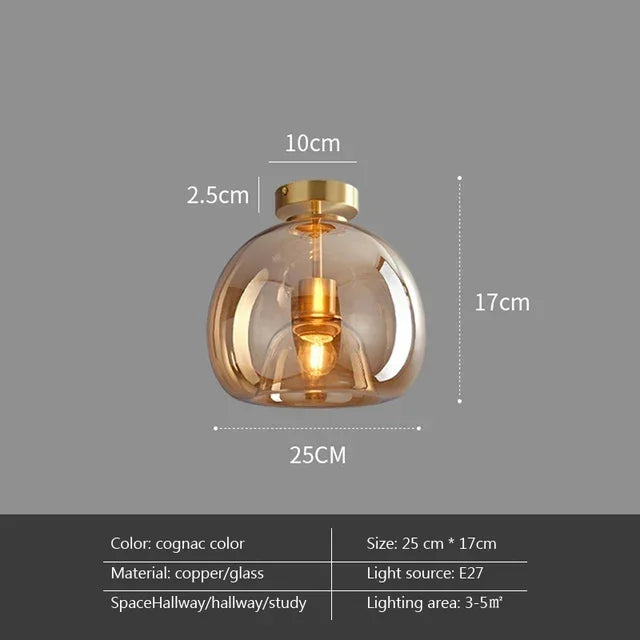 Axyaa Nordic Retro Glass Ceiling Lamp LED Pendant Chandelier for Luxe Home Decor
