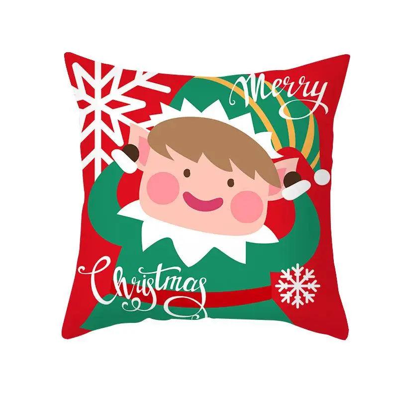 Axyaa Christmas Elk Santa Claus Cushion Cover Home Decor Square