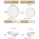 Axyaa 24/48 Piece Black Rim Porcelain Dinnerware Set - Service for 6/12