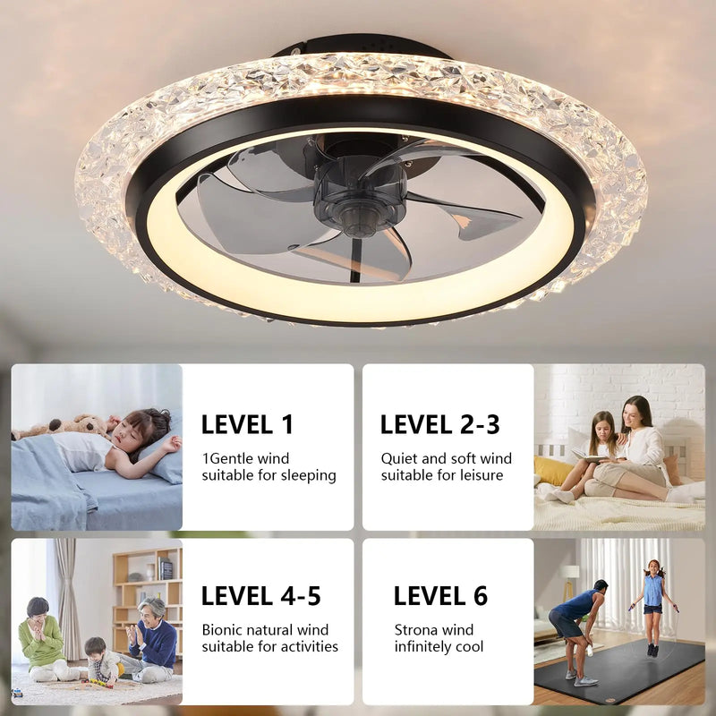 Axyaa Ceiling Fan with Remote Control, 6 Wind Speeds & Modern Design