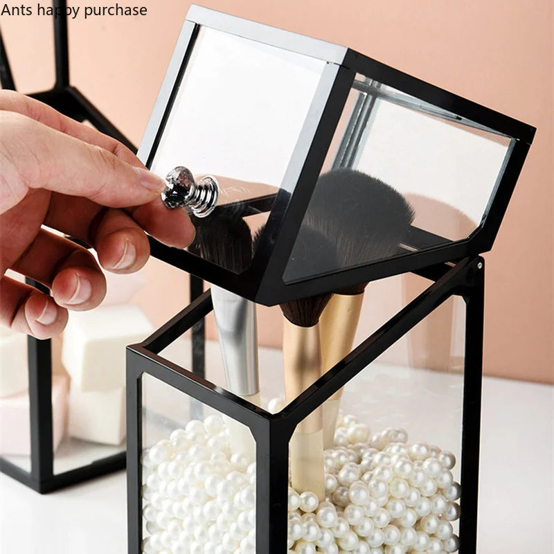 Axya Glass Makeup Brush Holder & Jewelry Box Organizer