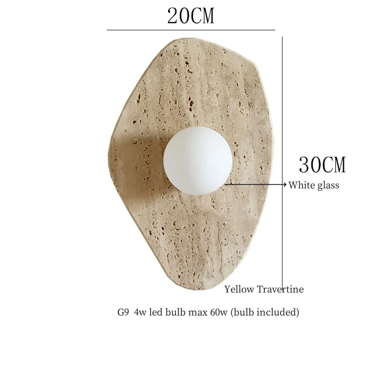 Axyaa Wabi Sabi LED Wall Lights Yellow Travertine Bedside Lamps