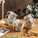 Axyaa Ceramic Coffee Mug with Vintage Wildlife Pattern