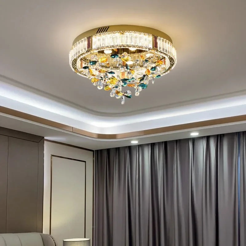 Axyaa Crystal Flower LED Ceiling Lights - Modern Home Decor Luxe Lighting