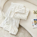 Axyaa Bubble White Plush Blanket: Textured Flannel Fleece Throw, Soft Cozy Couch Christmas Gift