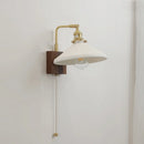 Axyaa Walnut Ceramic LED Wall Lamp with Pull Chain Switch
