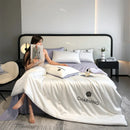 Axyaa Luxury Embroidery Summer Blanket - Lightweight Cooling Quilt - Soft Skin-friendly Comforter