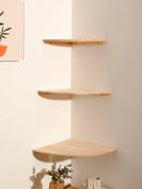 Axyaa Scalloped Corner Floating Wall Shelf Storage Rack Wooden Home Decor Shelf