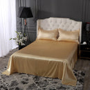 Axyaa Silky Satin Queen Bed Sheet Set Luxury Solid High End Rayon Sheets