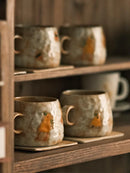 Axya Retro Ceramic Coffee Mugs Set, Handmade Family Drinkware, High Quality Decor