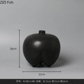 Axyaa Black Ceramic Small Mouth Vase for Dried Flower Arrangement Home Decor