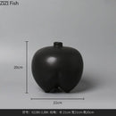 Axyaa Black Ceramic Small Mouth Vase for Dried Flower Arrangement Home Decor